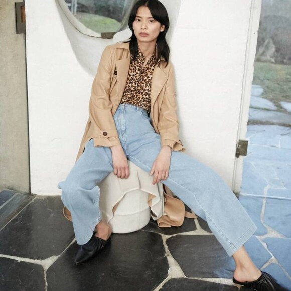 NEW Nanushka Chiara Vegan Leather Trench Coat Pale Camel Buttery Soft Women's S - Picture 4 of 12